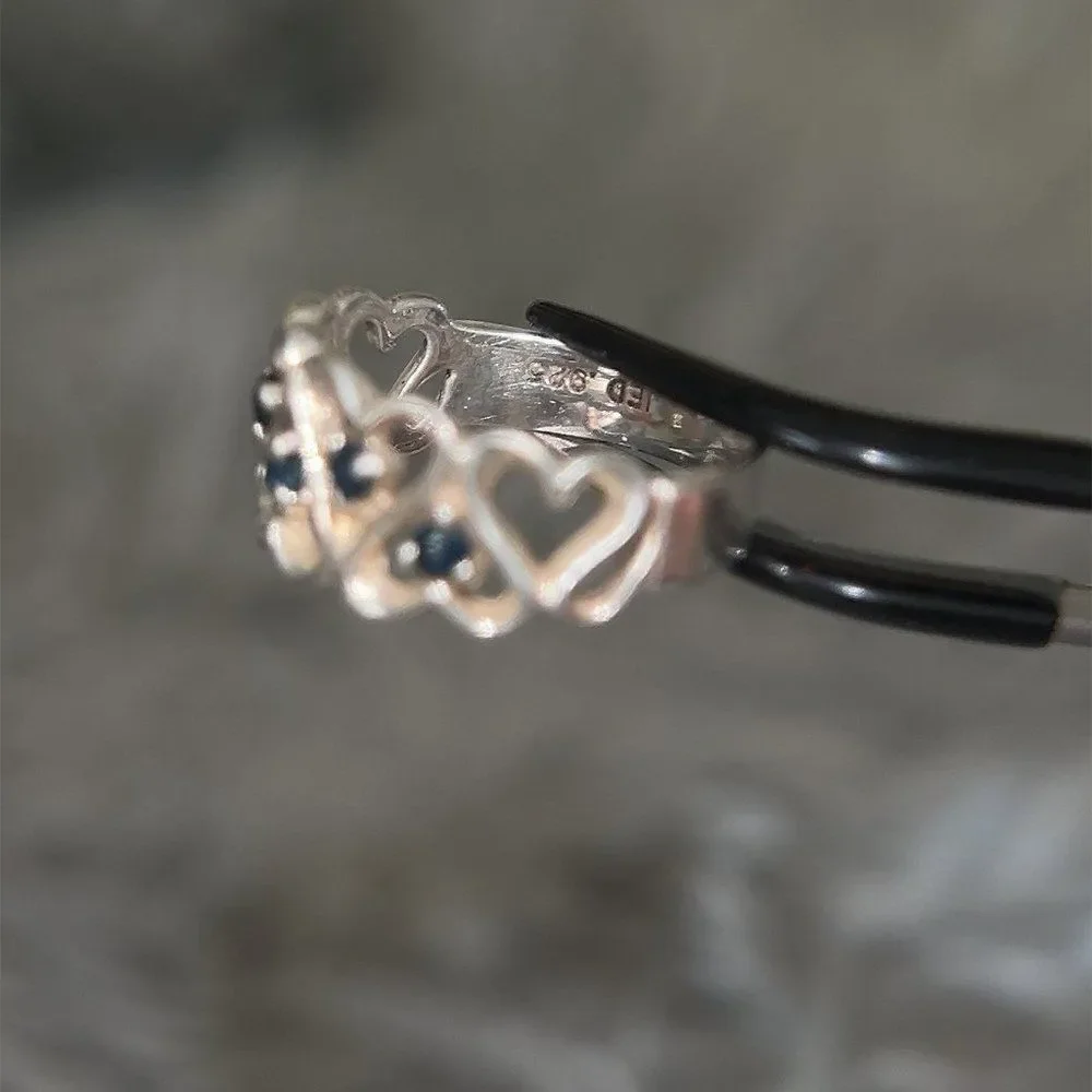 Sterling Silver 925 Blue Sapphires Ring‎